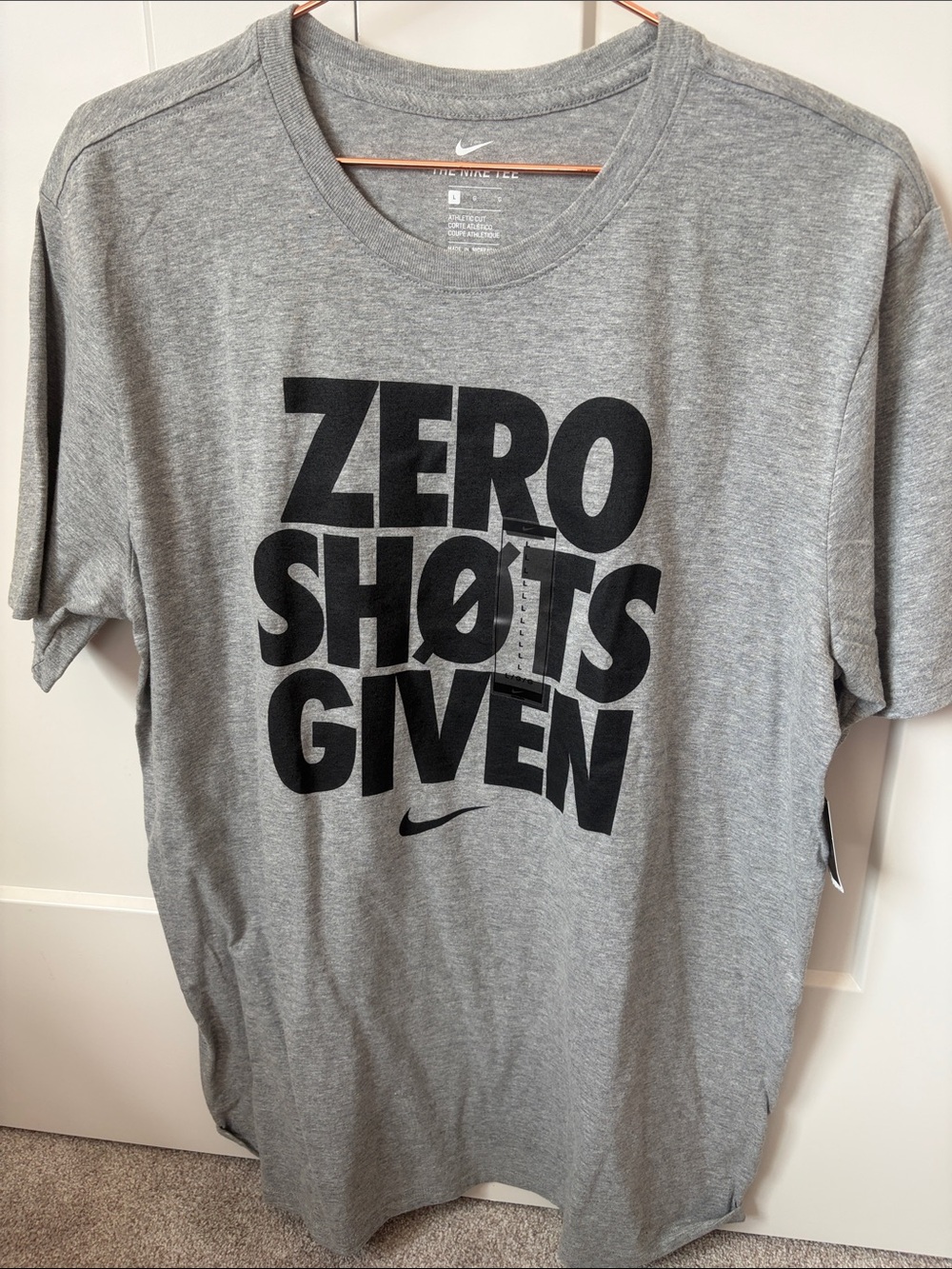 Nike Gray Short-Sleeve 'Zero Shots Given' Graphic Tee